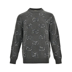 Gradient all-over jacquard logo crew neck sweater