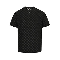 flocked checkerboard short sleeves