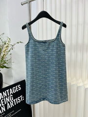 Letter print denim dress