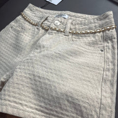 Diamond check denim shorts