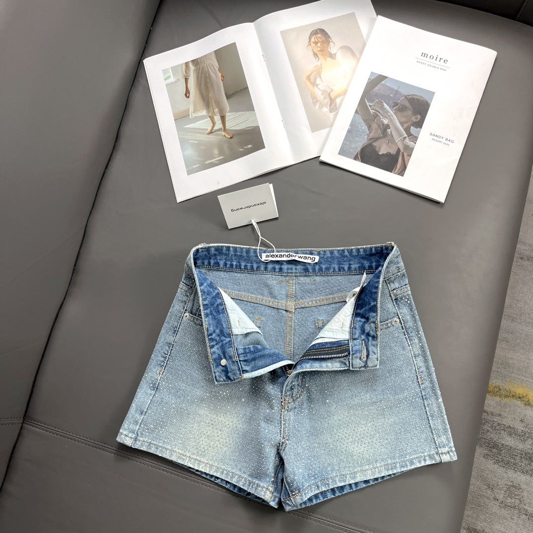 Diamond denim shorts