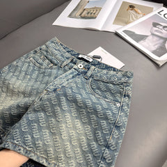 Jacquard logo denim shorts