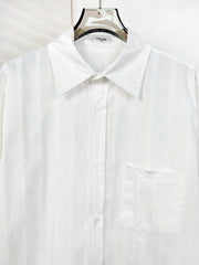 Cotton and linen shirt with chest embroidery