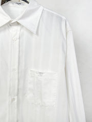 Cotton and linen shirt with chest embroidery