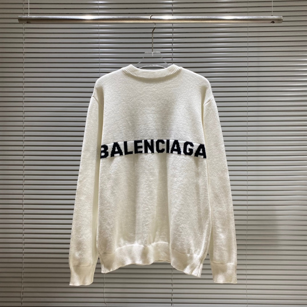 Simple front and back letter logo jacquard crew neck sweater