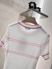 Round neck slim fit knitted short sleeves