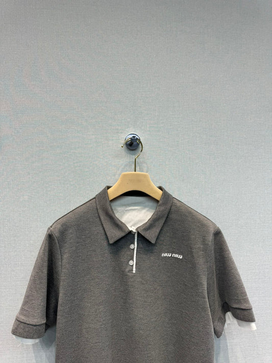 Preppy Fake Two Piece Polo Neck T-Shirt