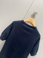 Micro-logo cashmere short-sleeved knitted top