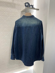 Retro washed rhinestone denim shirt
