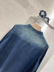 Retro washed rhinestone denim shirt