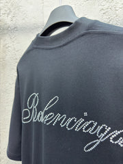 Back rhinestone short sleeves