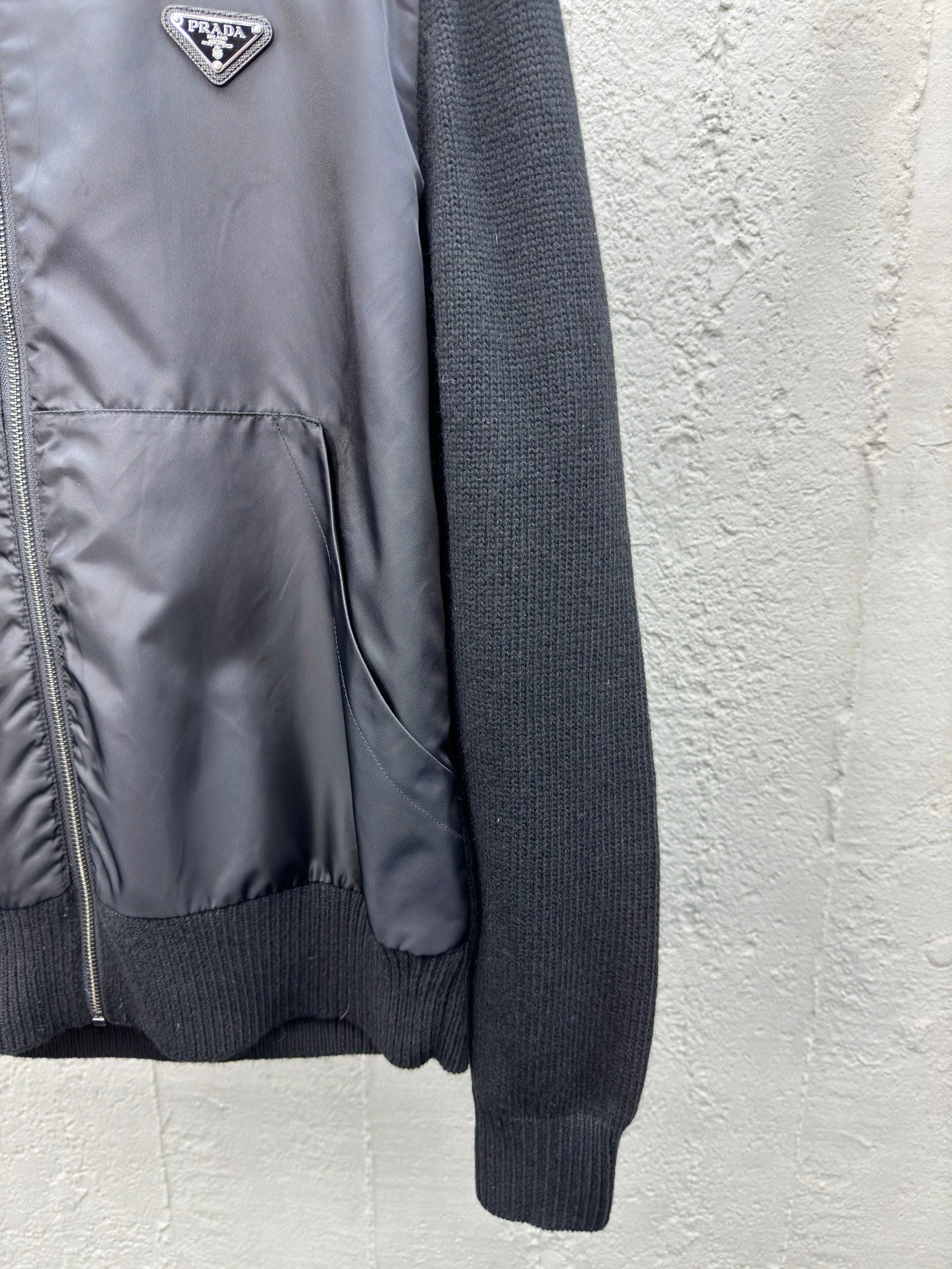 Wool splicing nylon jacket