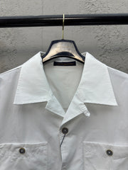 Single-breasted embossed short-sleeved shirt