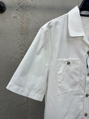 Single-breasted embossed short-sleeved shirt