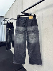 Spliced workwear denim trousers