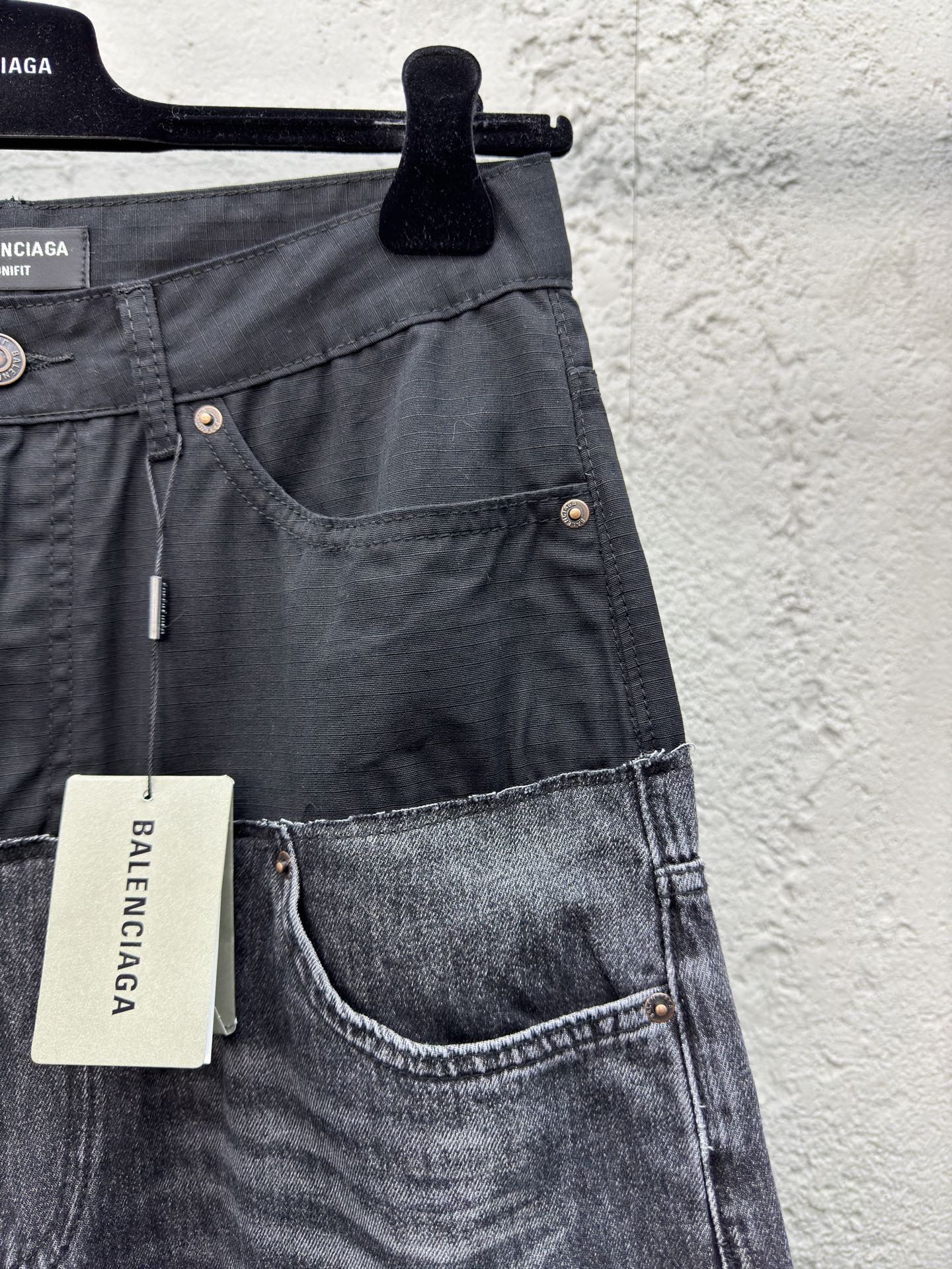 Spliced workwear denim trousers