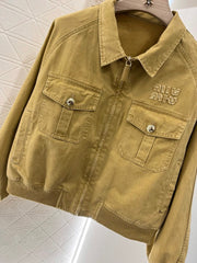Lapel denim jacket and skirt set