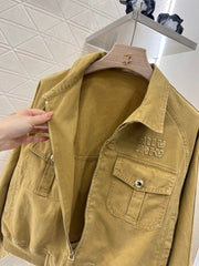 Lapel denim jacket and skirt set