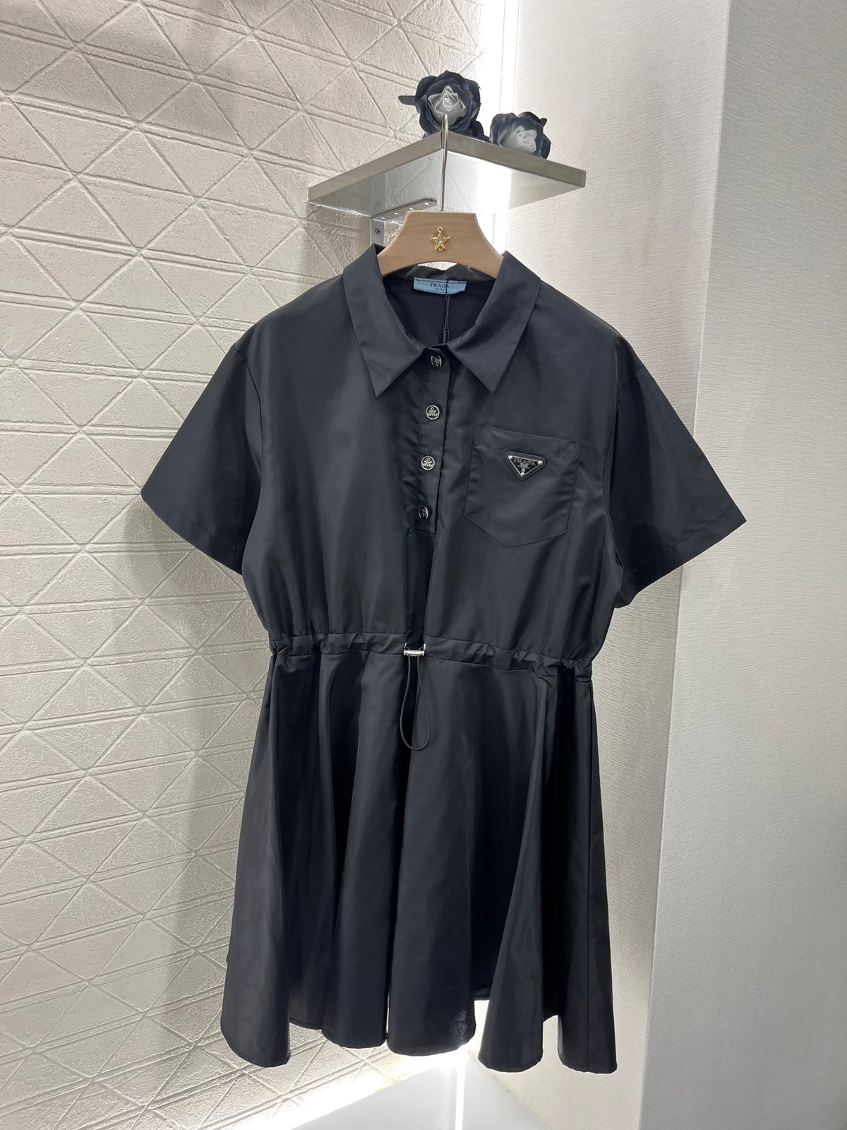 Casual drawstring workwear dress