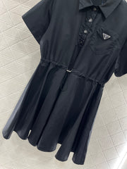 Casual drawstring workwear dress