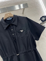 Casual drawstring workwear dress