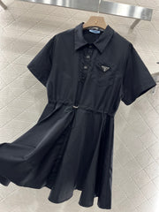 Casual drawstring workwear dress