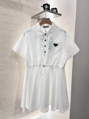 Casual drawstring workwear dress