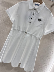 Casual drawstring workwear dress