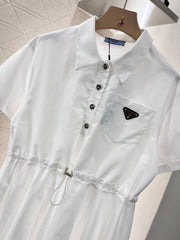 Casual drawstring workwear dress