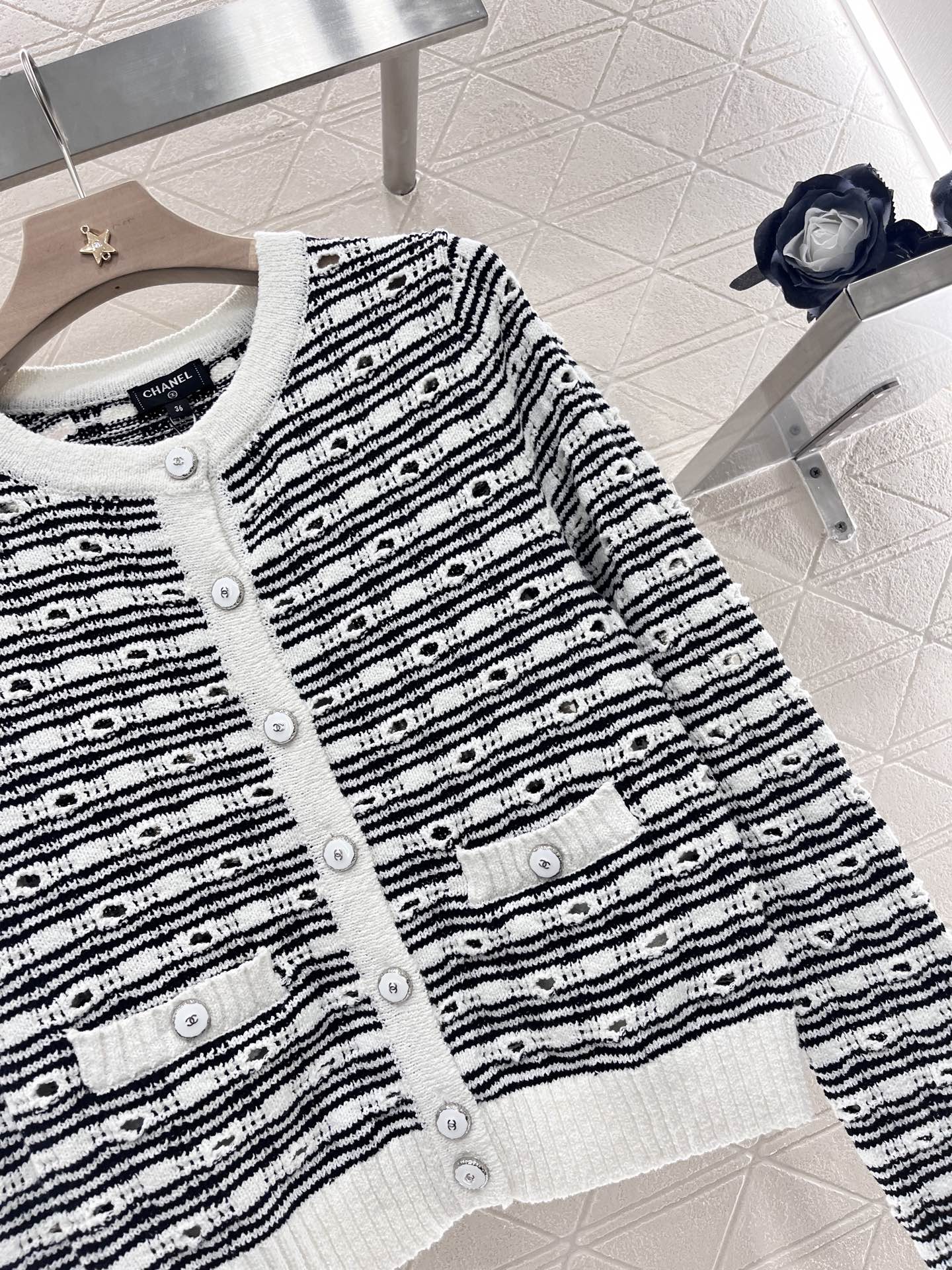 Striped knitted cardigan