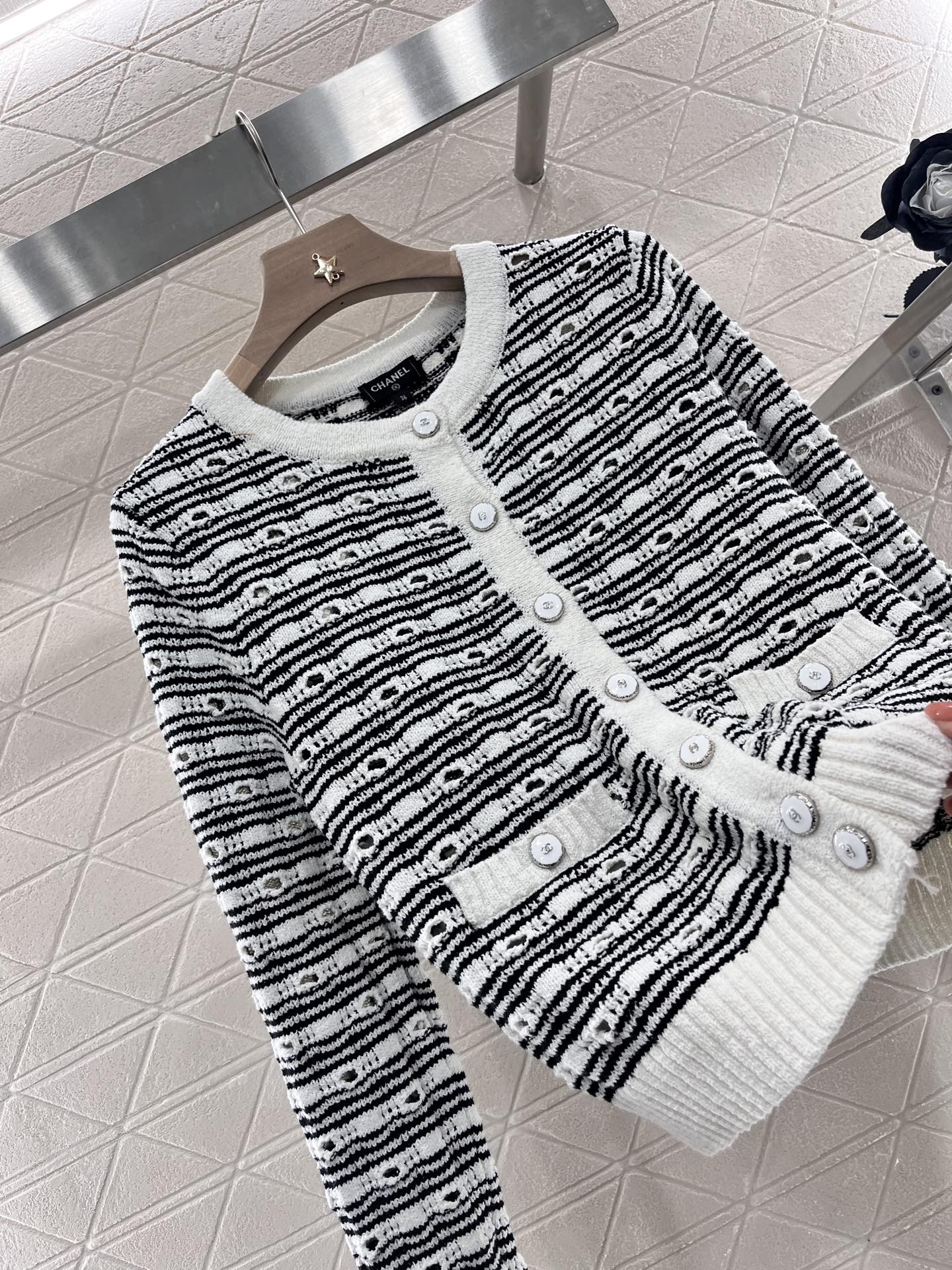 Striped knitted cardigan