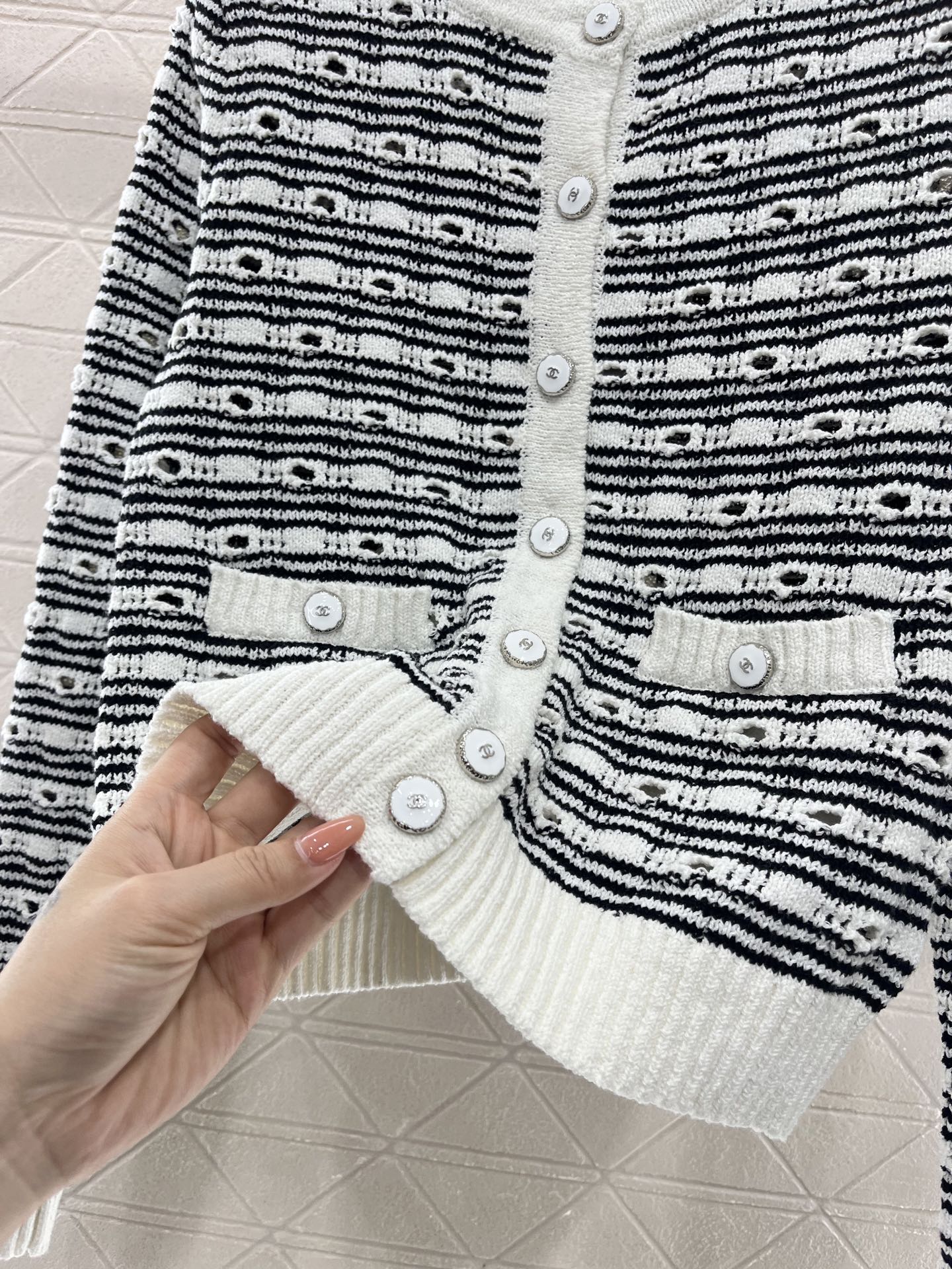 Striped knitted cardigan