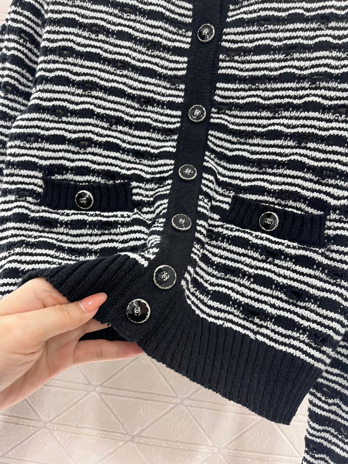 Striped knitted cardigan