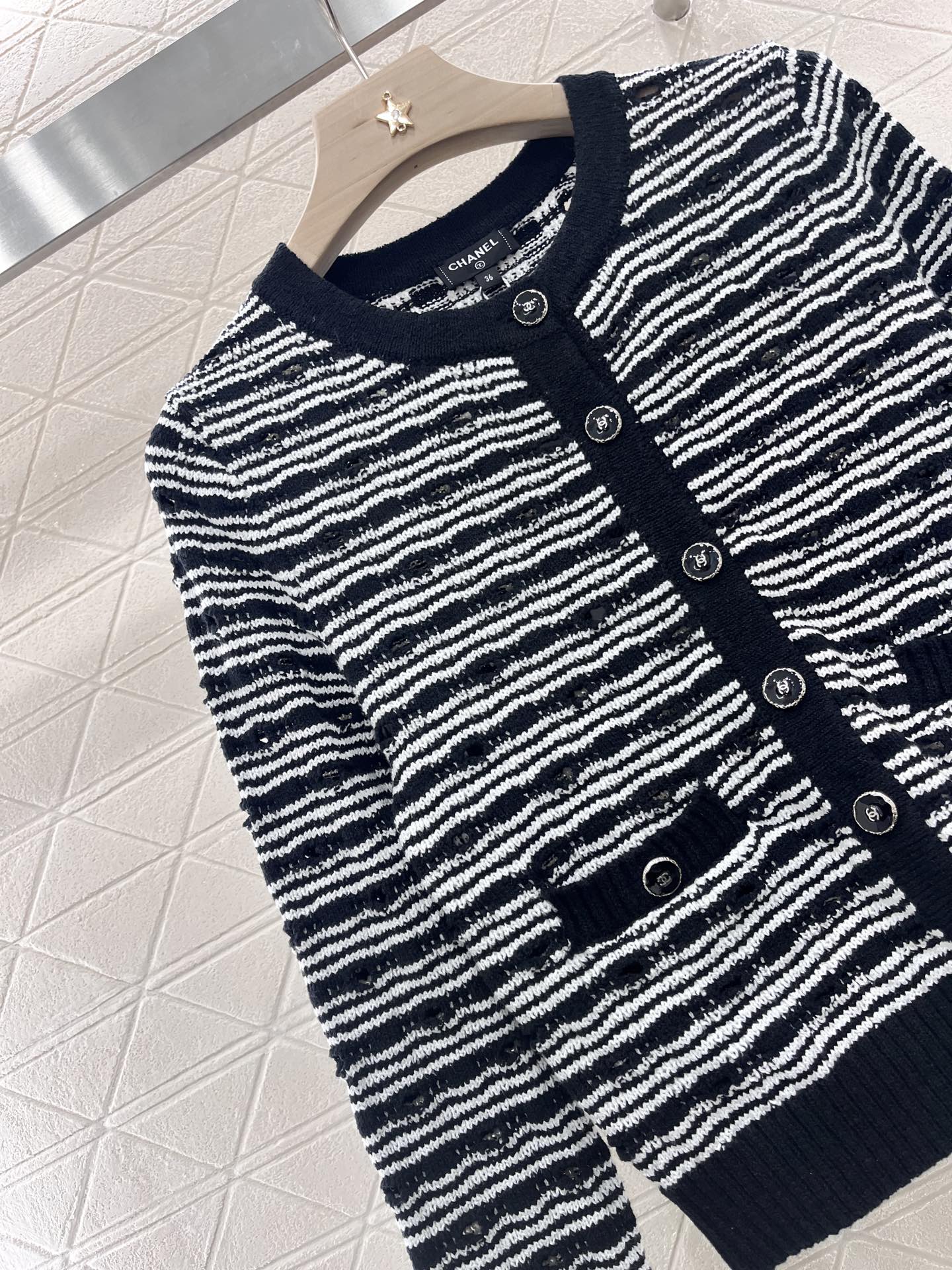 Striped knitted cardigan