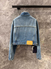 Lapel short denim jacket