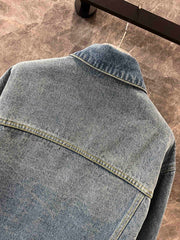 Lapel short denim jacket