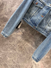 Lapel short denim jacket