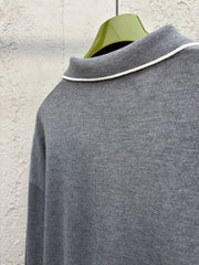 Contrast color knitted pullover sweater
