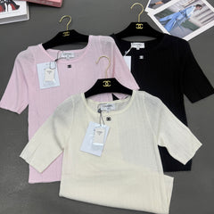 Short-sleeved elastic slim fit