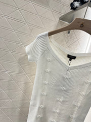 Three-dimensional crochet knitted short-sleeved top