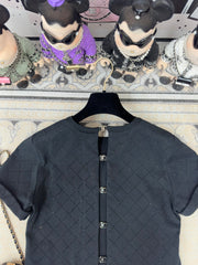 Diamond hot diamond beaded short-sleeved T-shirt