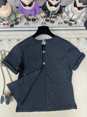 Diamond hot diamond beaded short-sleeved T-shirt