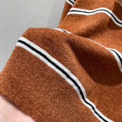 Lapel striped knitted short sleeves