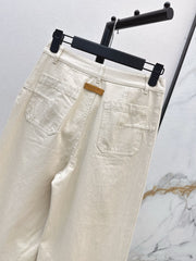 Mid-high waist double pocket straight jeans