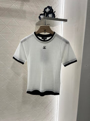 Contrast color knitted short sleeves