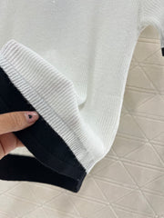 Contrast color knitted short sleeves