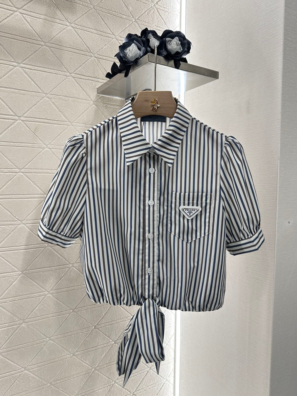 Striped short-sleeved shirt