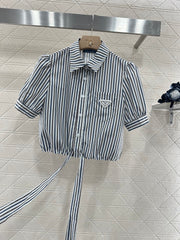Striped short-sleeved shirt