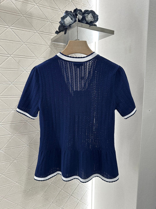 Fishtail contrast color knitted cardigan