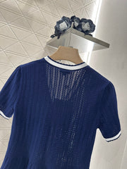 Fishtail contrast color knitted cardigan